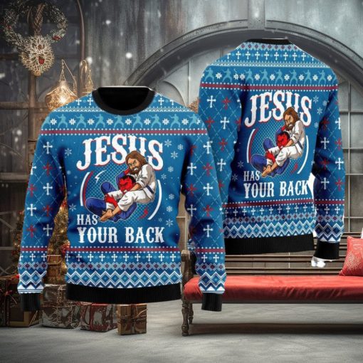 Jesus Has Your Back 3D Ugly Christmas Sweater Gift For Family Christmas Gift