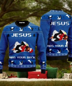 Jesus Has Your Back Jiu Jitsu Ugly Christmas Sweater For Men And Women