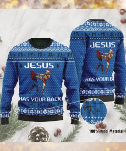 Jesus Has Your Back Muay Thai Jesus Ugly Christmas Sweater For Jesus And Muay Thai Lovers On Christmas Days
