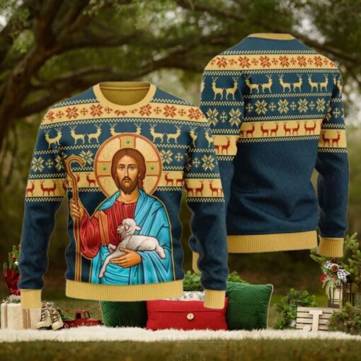 Jesus Hug Sheep Ugly Christmas Sweater