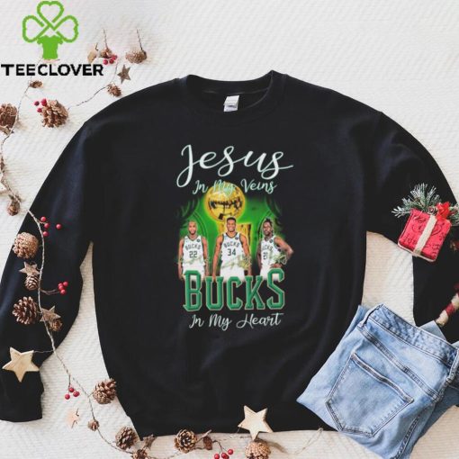 Jesus In My Veins Milwaukee Bucks In My Heart Shirt