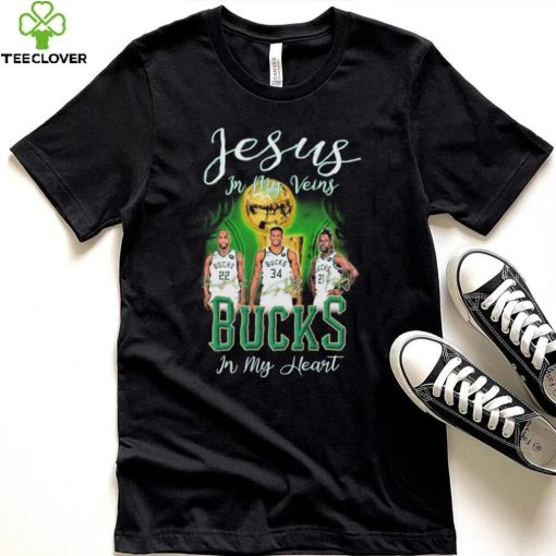 Jesus In My Veins Milwaukee Bucks In My Heart Shirt