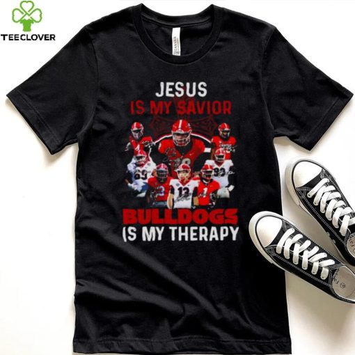 Jesus Is My Savior Georgia Bulldogs Is My Therapy Signatures Shirt