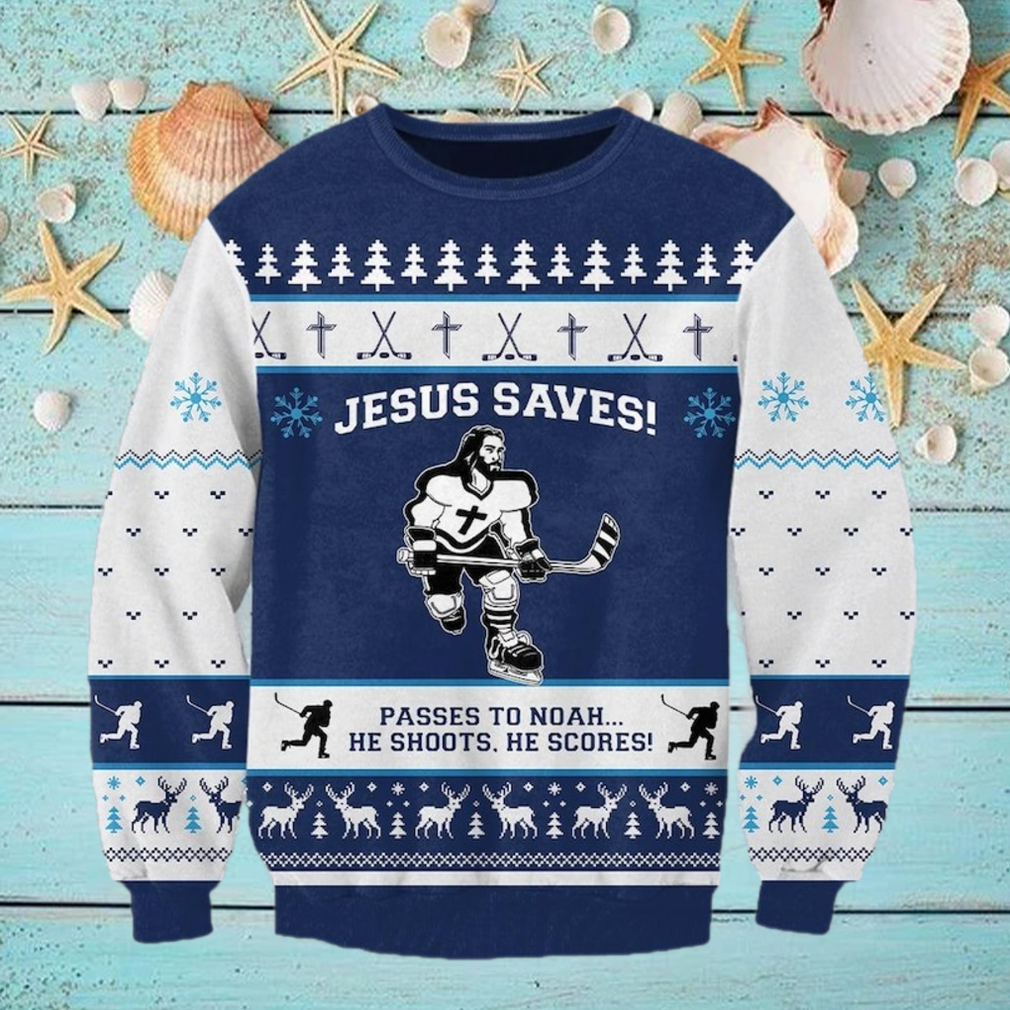 Jesus Saves Hockey Christmas Ugly Sweater Canada Hockey Jesus Saves Hockey Christmas Ugly Sweater Canada Hockey