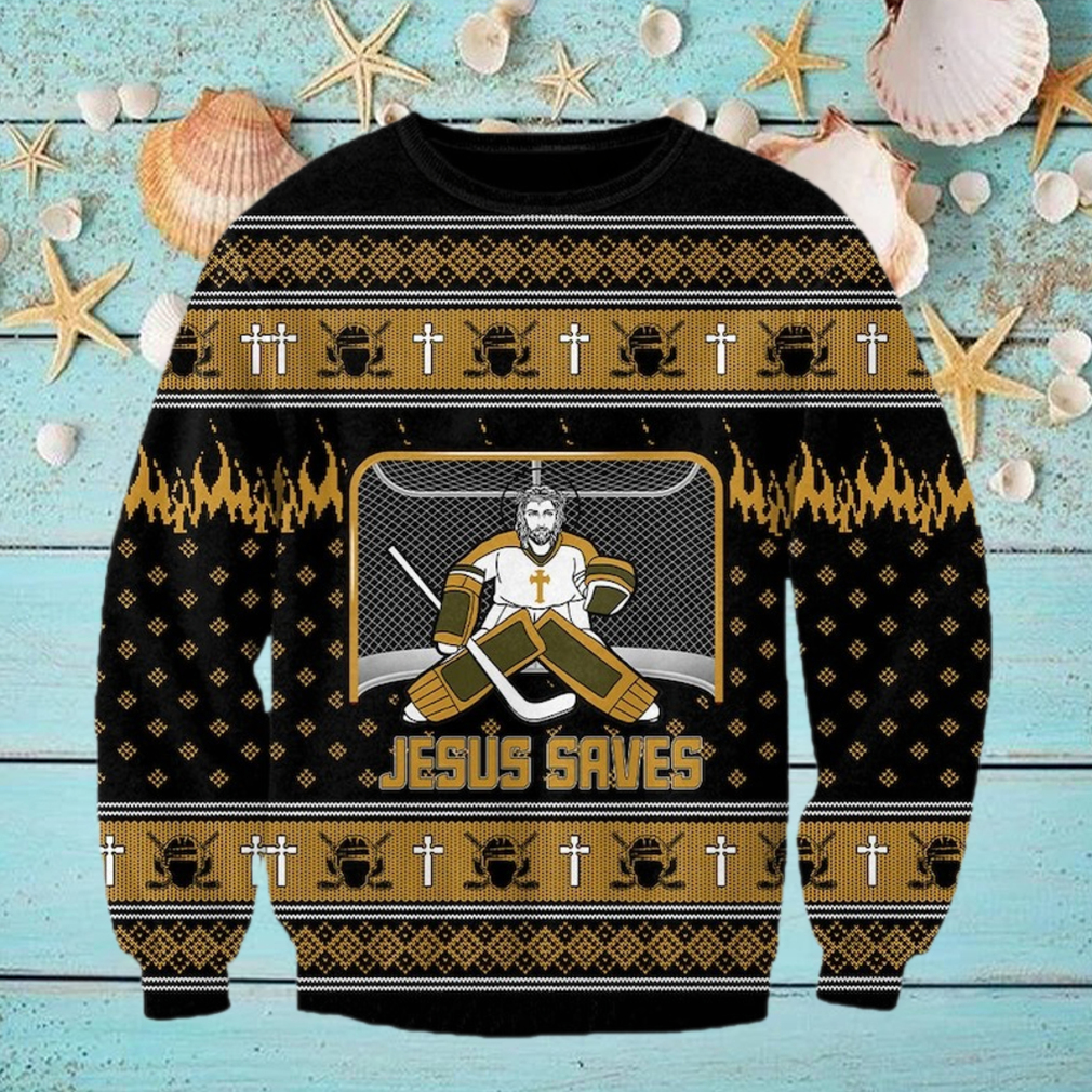 Jesus Saves Hockey Man Christmas Ugly Sweater Jesus Saves Hockey Man Christmas Ugly Sweater