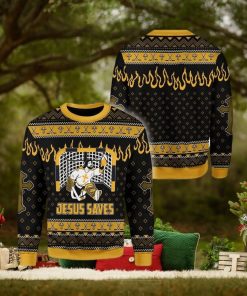 Jesus Saves Hockey Ugly Christmas Sweater Design Gift For Men And Women