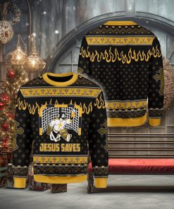 Jesus Saves Hockey Ugly Christmas Sweater Design Gift For Men And Women