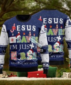 Jesus Saves Im Just A Nurse Lending My Hand Xmas Sweaters For Ladies