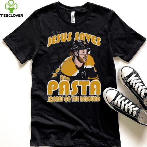 Jesus Saves Pasta Scores Tee David Pastrnak