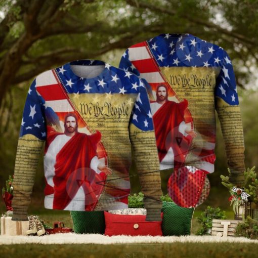 Jesus Usa We The People 3D Full Print Ugly Sweater Christmas Gift Sweater