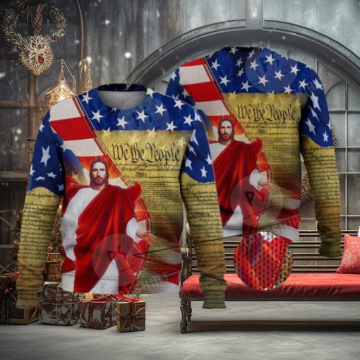 Jesus Usa We The People 3D Full Print Ugly Sweater Christmas Gift Sweater