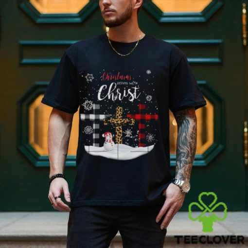 Jesus cross christmas three color leopard fabric christmas begin with christ snow design png hoodie, sweater, longsleeve, shirt v-neck, t-shirt