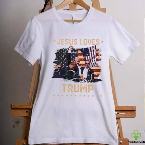 Jesus loves Donald Trump 2024 fist rally Trump rally 2024 USA flag shirt