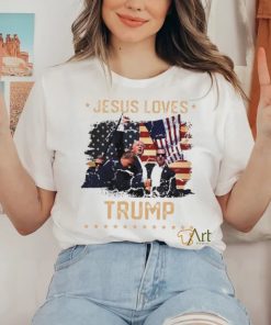 Jesus loves Donald Trump 2024 fist rally Trump rally 2024 USA flag shirt
