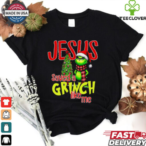 Jesus saved a Grinch like me Christmas tree shirt