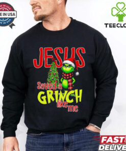 Jesus saved a Grinch like me Christmas tree shirt
