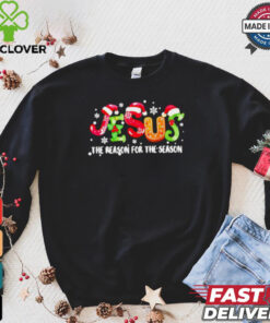Jesus the reason for the season snow Santa hat Christmas shirt
