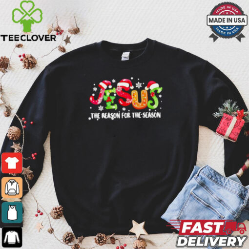 Jesus the reason for the season snow Santa hat Christmas shirt