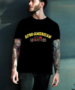 Jhilikeye wearing afro American heritage flag 1865 T shirt