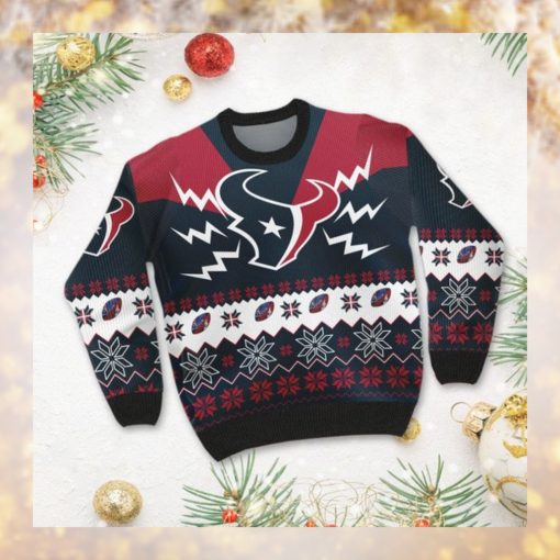Houston Texans NFL Football Team Logo Symbol 3D Ugly Christmas Sweater Shirt Apparel For Men And Women On Xmas Days