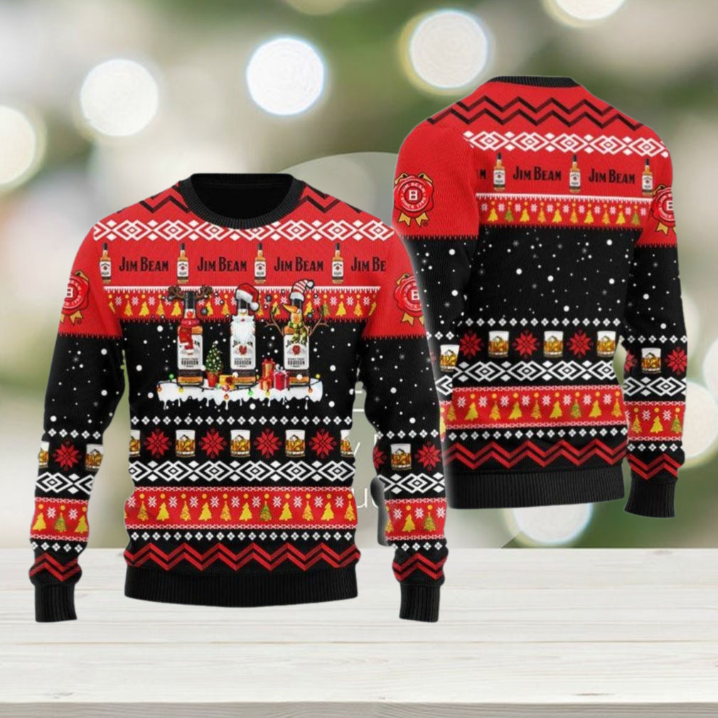 Jim Beam Christmas Ugly Sweater, Whiskey 3D Ugly Sweater Party, Holiday Woman Sweater Jim Beam Christmas Ugly Sweater, Whiskey 3D Ugly Sweater Party, Holiday Woman Sweater
