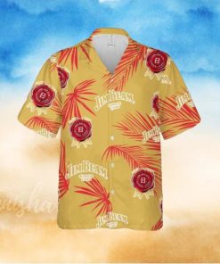 Jim Beam Hawaiian Button Up Shirt Palm Leaves Pattern Party