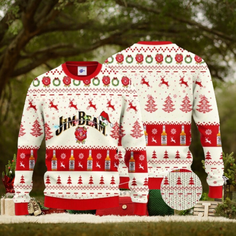Jim Beam Santa Hat Christmas Ugly Christmas Sweater Jim Beam Santa Hat Christmas Ugly Christmas Sweater