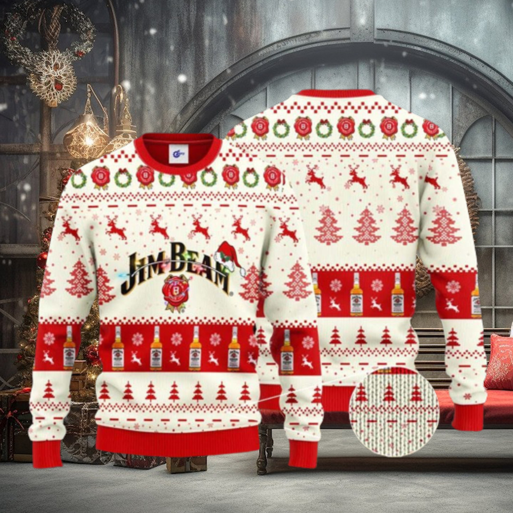 Jim Beam Santa Hat Christmas Ugly Christmas Sweater Jim Beam Santa Hat Christmas Ugly Christmas Sweater