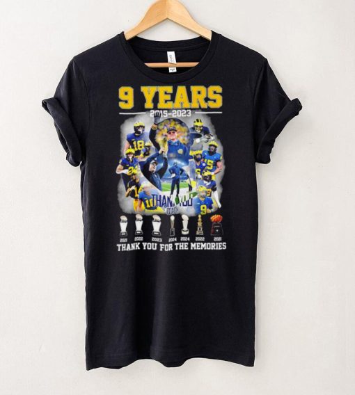 Jim Harbaugh 9 years 2015 2023 thank you coach thank you for the memories pose hoodie, sweater, longsleeve, shirt v-neck, t-shirt