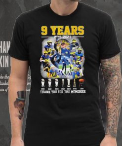 Jim Harbaugh 9 years 2015 2023 thank you coach thank you for the memories pose hoodie, sweater, longsleeve, shirt v-neck, t-shirt