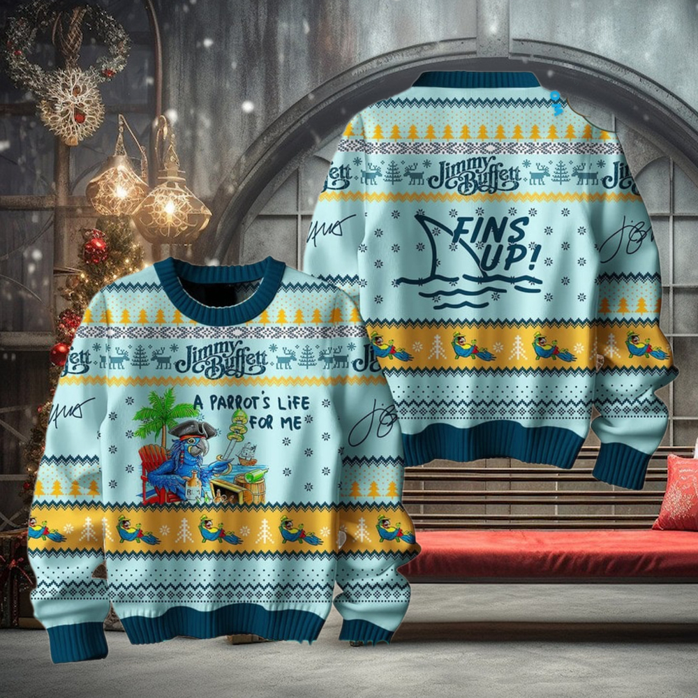 Jimmy Buffett Fins Up Ugly Christmas Sweater Jimmy Buffett Fins Up Ugly Christmas Sweater