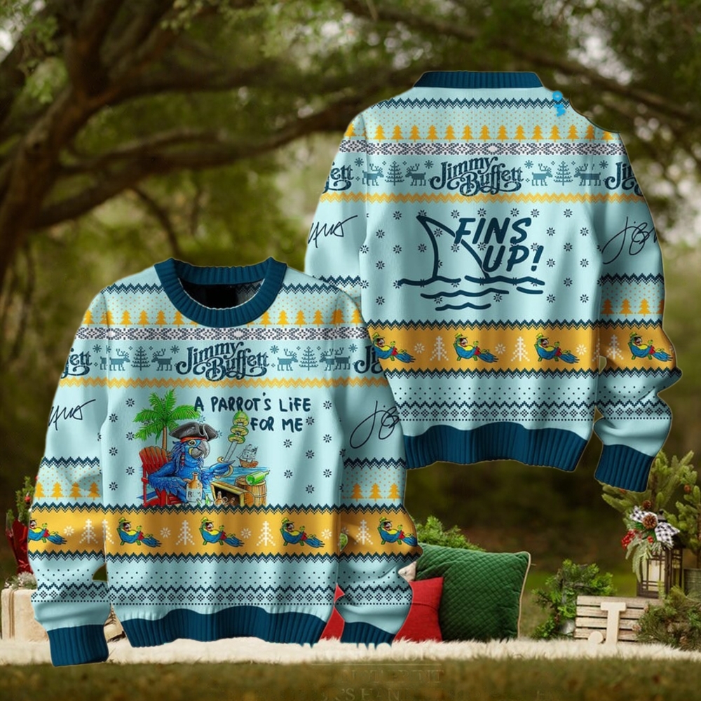 Jimmy Buffett Fins Up Ugly Christmas Sweater Jimmy Buffett Fins Up Ugly Christmas Sweater