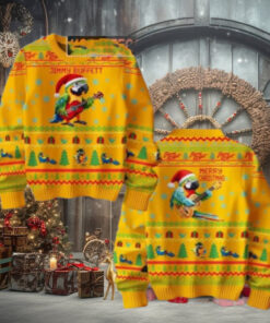 Jimmy Buffett Loves Parrot Merry Christmas Yellow Chirstmas Gifts 2024 Xmas For Family And Friends Ugly Sweater