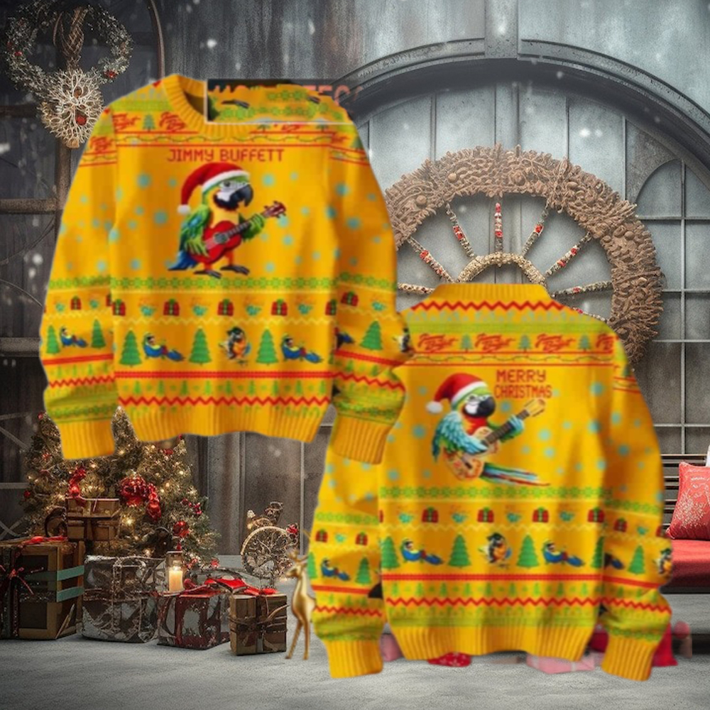 Jimmy Buffett Loves Parrot Merry Christmas Yellow Chirstmas Gifts 2024 Xmas For Family And Friends Ugly Sweater Jimmy Buffett Loves Parrot Merry Christmas Yellow Chirstmas Gifts 2024 Xmas For Family And Friends Ugly Sweater