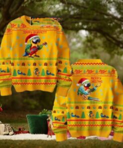 Jimmy Buffett Loves Parrot Merry Christmas Yellow Chirstmas Gifts 2024 Xmas For Family And Friends Ugly Sweater
