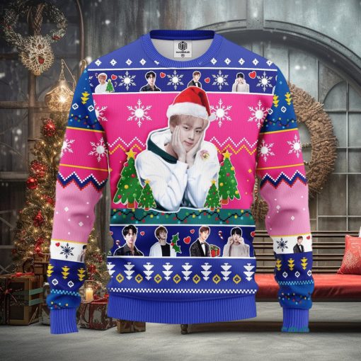 Jin Bts Pink  Thanksgiving Women Mens Ugly Christmas 3D Knitted Sweater