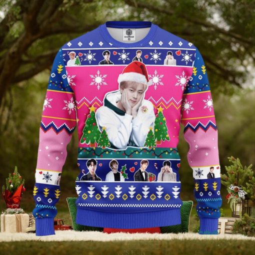 Jin Bts Pink  Thanksgiving Women Mens Ugly Christmas 3D Knitted Sweater
