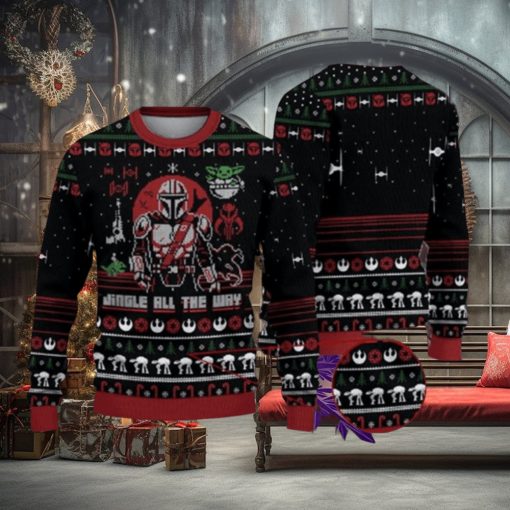 Jingle All The Way Mandalorian Yoda Star Wars Ugly Christmas Sweater