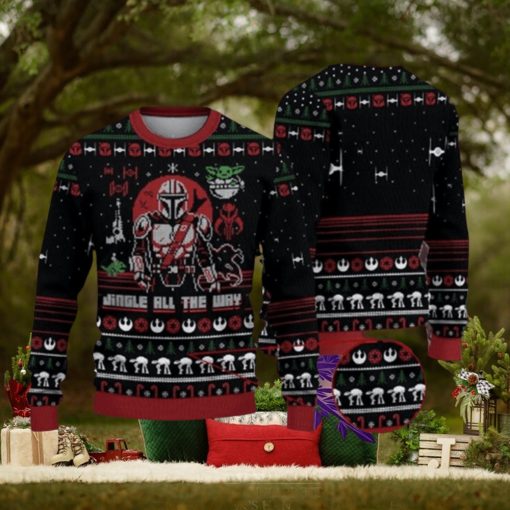 Jingle All The Way Mandalorian Yoda Star Wars Ugly Christmas Sweater