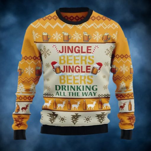 Jingle Beers Drinking All The Way Ugly Christmas Sweater, Faux Wool Sweater, International Beer Day, Gifts For Beer Lovers, Best Christmas Gifts For 2022 – Prinvity