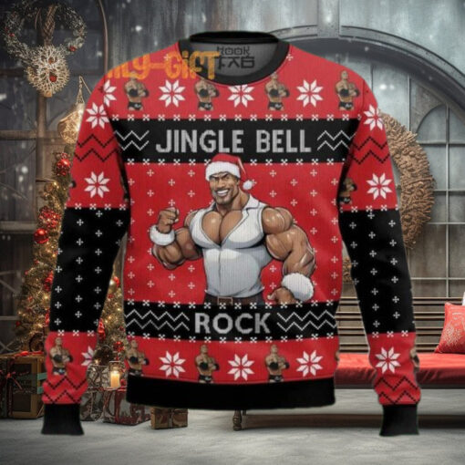 Jingle Bell Rock The Rock Ugly Christmas Sweater – Fun Holiday Sweater for Wrestling Fans