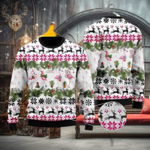 Jingle Bells And Pink Flamingo Ugly Christmas Sweater