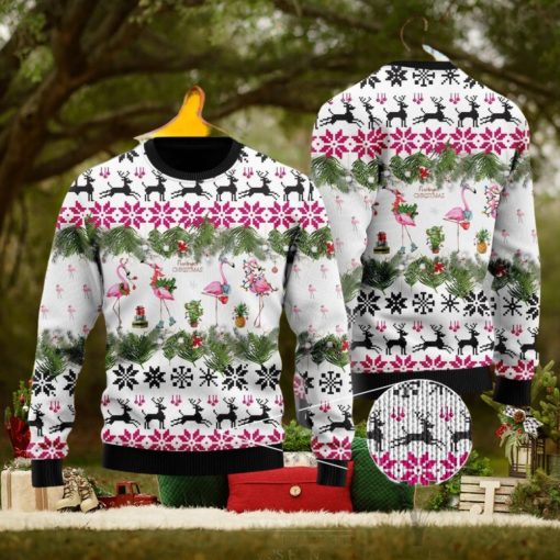 Jingle Bells And Pink Flamingo Ugly Christmas Sweater