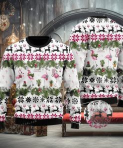 Jingle Bells And Pink Flamingo Xmas Ugly Sweater
