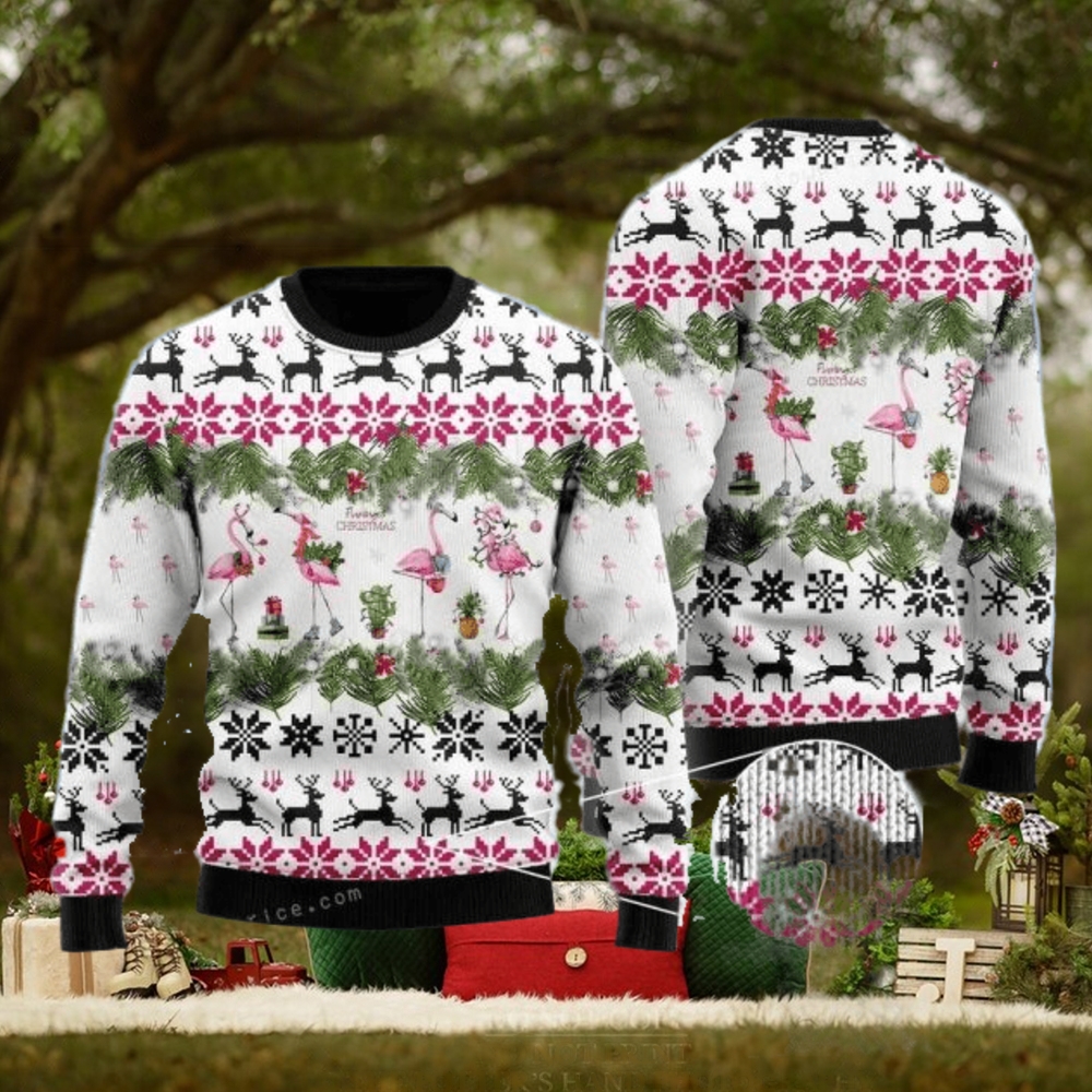 Jingle Bells And Pink Flamingo Xmas Ugly Sweater Jingle Bells And Pink Flamingo Xmas Ugly Sweater