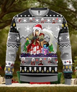 Jiraiya Naruto Anime Ugly Christmas Sweater 3D Gift For Men And Women Gray