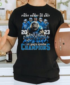 Detroit Lions All Fight All Heart All Us All Grit 2023 NFC North Division Champions T Shirt