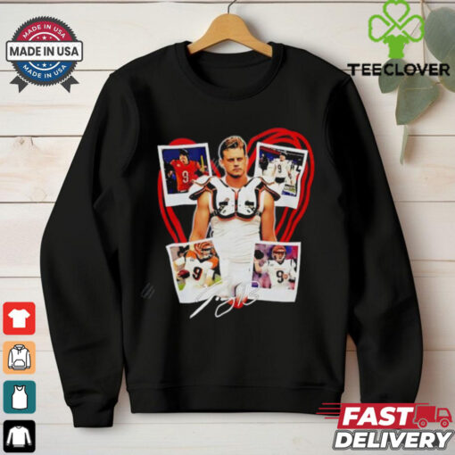 Joe Burrow heart Cincinnati Bengals football retro shirt