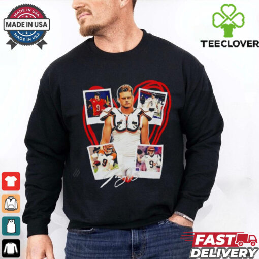 Joe Burrow heart Cincinnati Bengals football retro shirt