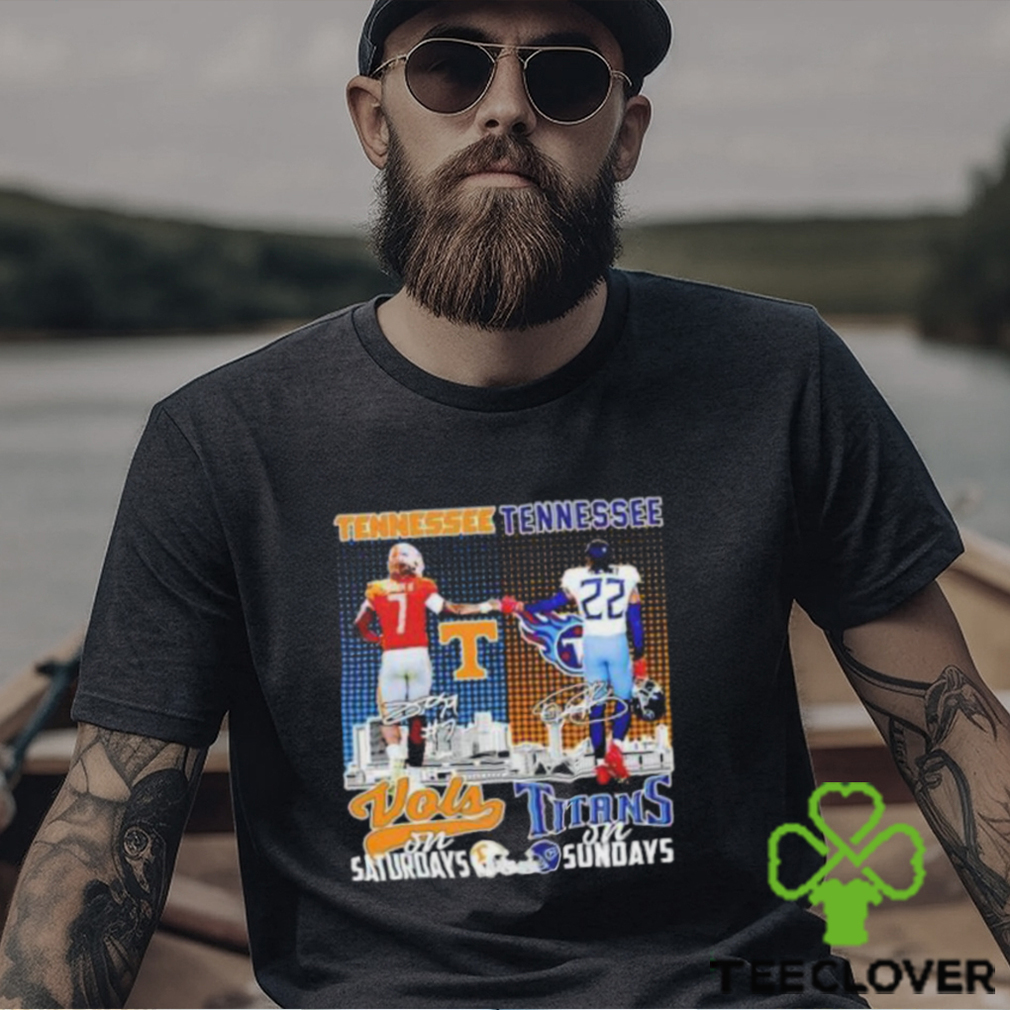 Joe Milton III Tennessee Vols On Saturdays Derrick Henry Tennessee Titans On Sundays T Shirt Joe Milton III Tennessee Vols On Saturdays Derrick Henry Tennessee Titans On Sundays T Shirt